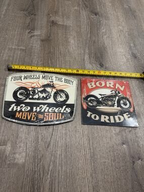 2 Model Motorcycle Wall Art Tin Signs Retro Biker Garage Metal Wall Decor